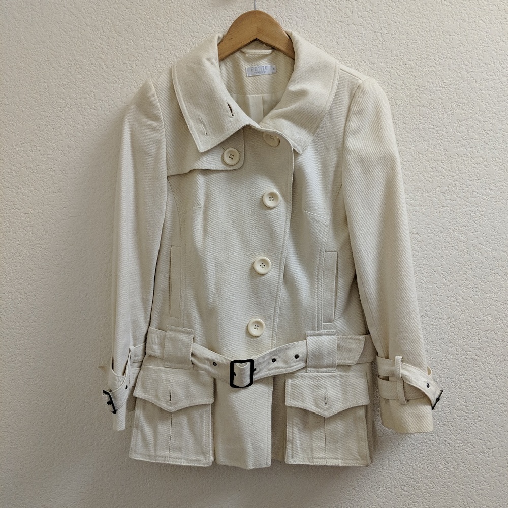 Topshop Cream Short Length Peacoat with Belt